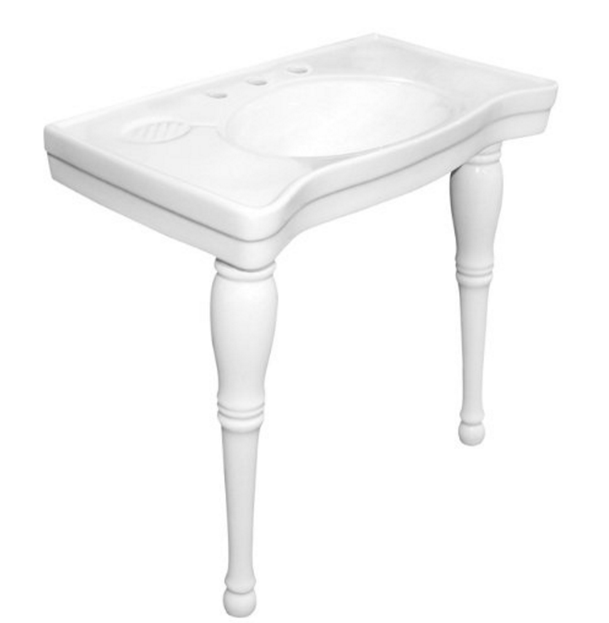 simple and elegant fireclay console with legs... the inexpensive price point make this sink a bargain!