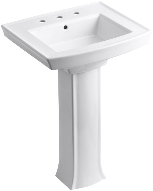 a clean and modern pedestal sink with just enough detail to be visually interesting!